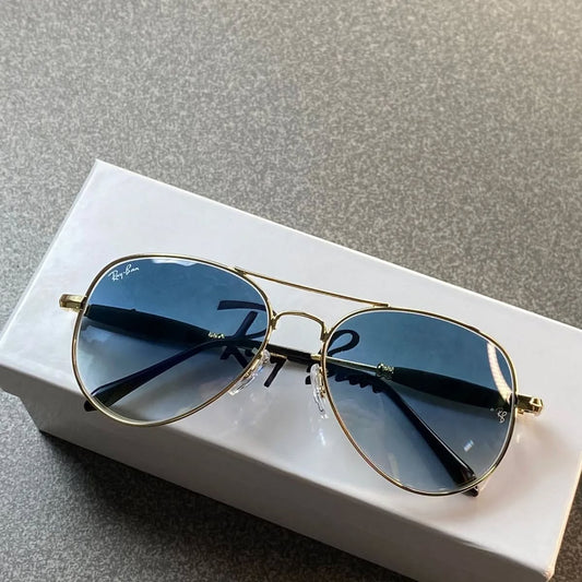 Ray Ban Gold Blue 3517  Sunglass For Daily Causal Evergreen UV Protected For Unisex